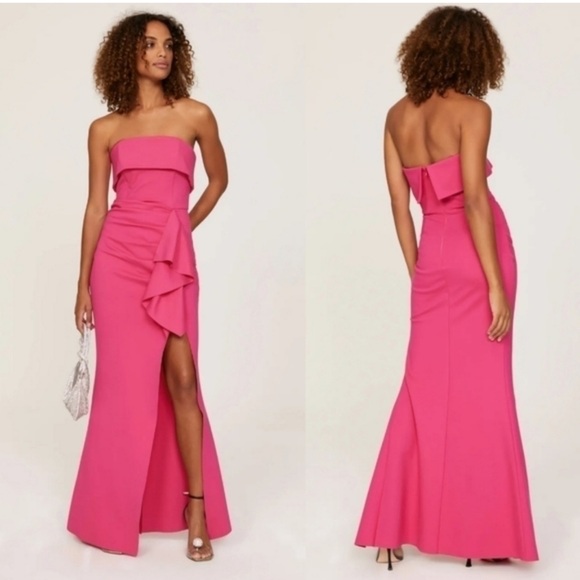 Elliatt Strapless Ruffle front gown